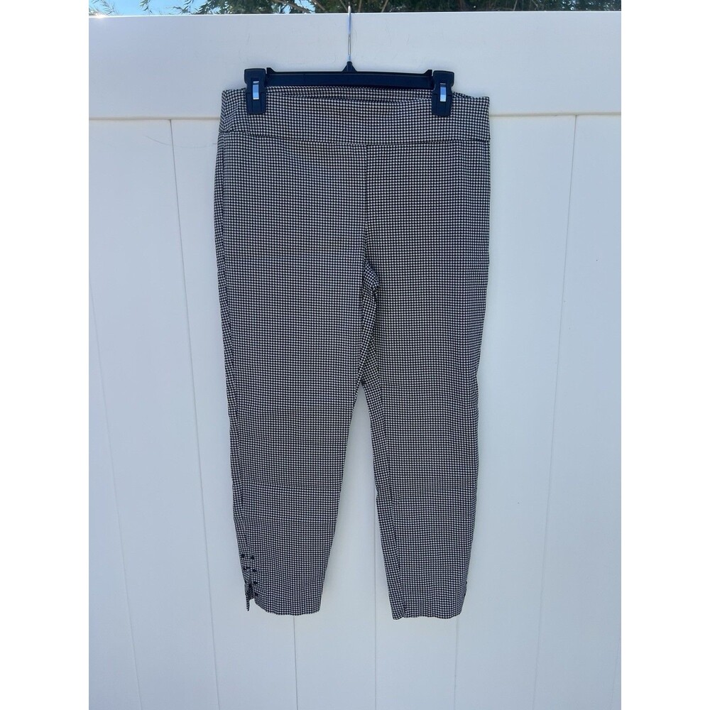 Counterparts Pants Womens Petite Medium PM Black White Check Career Pull On